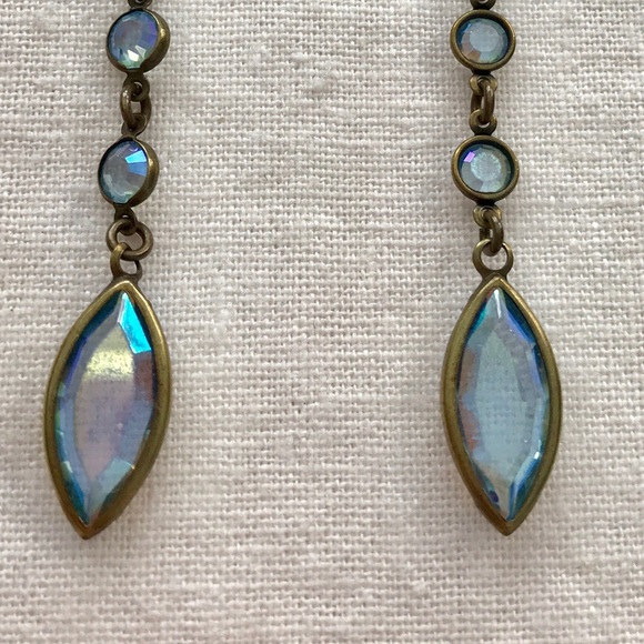 Blue Crystal Drop Earrings - Picture 2 of 2